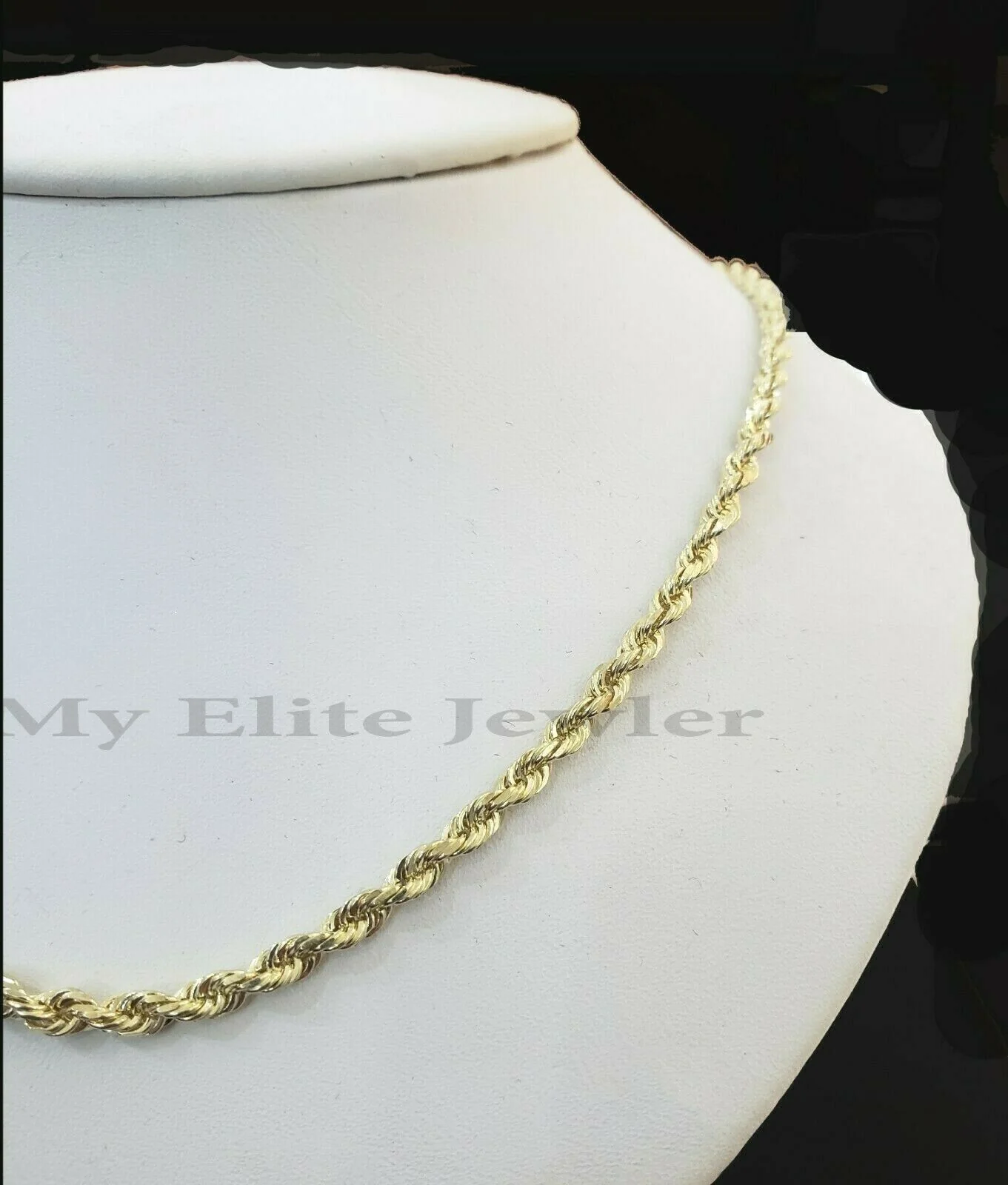 Real 10k Gold Rope chain 3mm 4mm Necklace 10KT yellow Gold 16-30" Diamond Cut - Image 4
