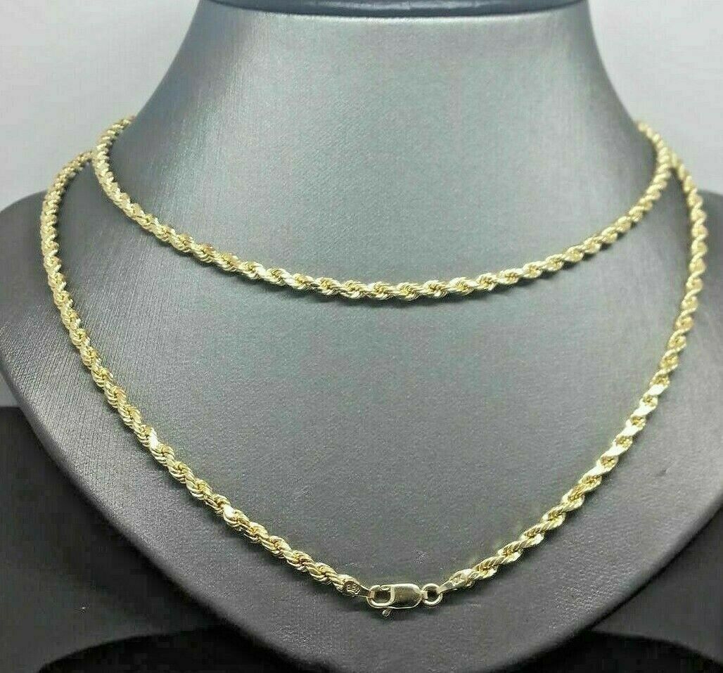 Real 10k Gold Rope chain 3mm 4mm Necklace 10KT yellow Gold 16-30" Diamond Cut - Image 6