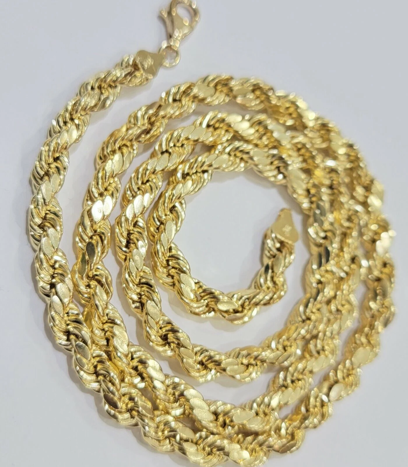 REAL 10K Gold Rope Chain 7mm 26 Inch Men Necklace Gold Diamond Cut - Image 2