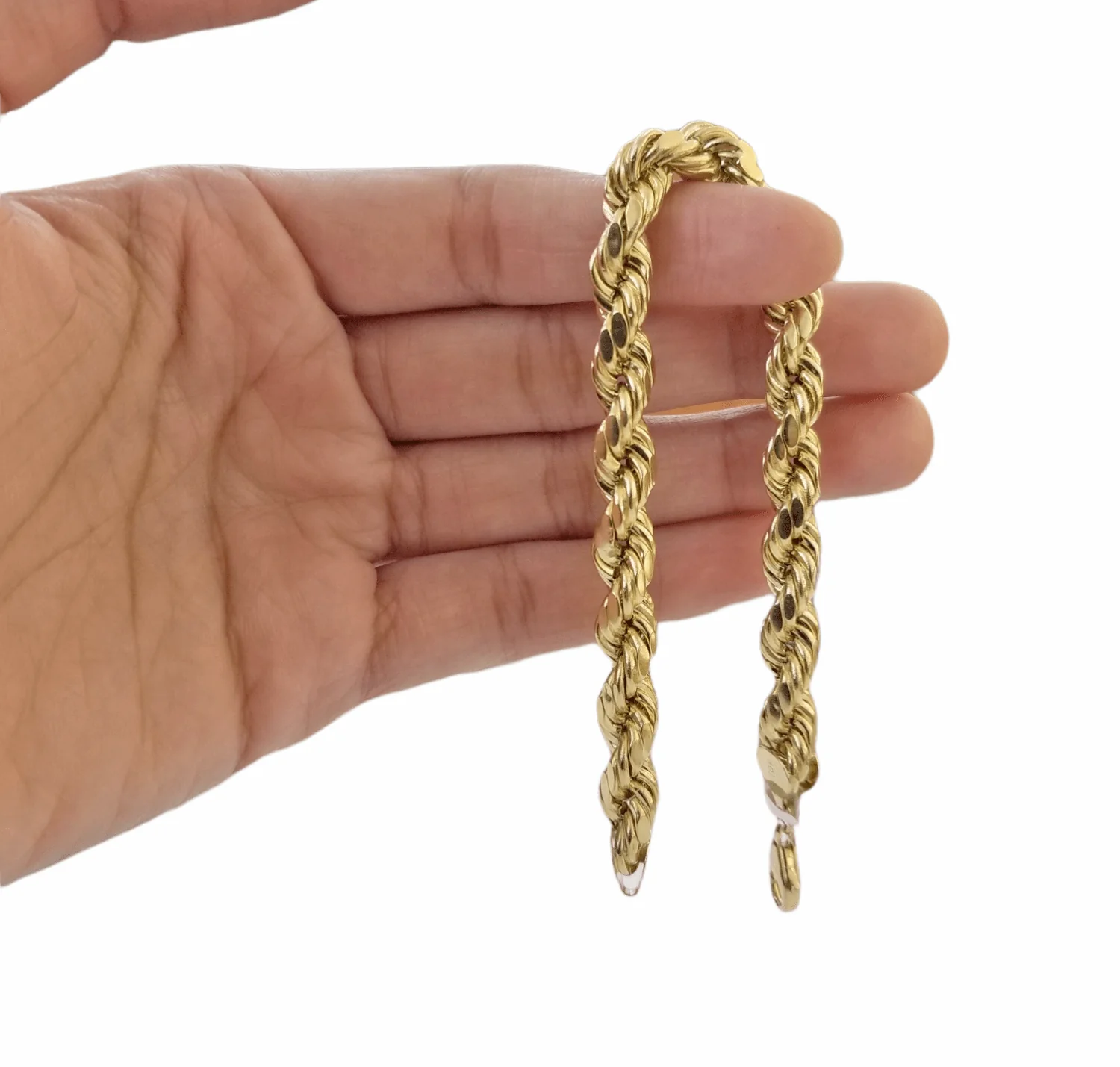 REAL 10k Gold Rope Chain Bracelet 7mm 8" Inch Lobster Clasp Link Rope - Image 7