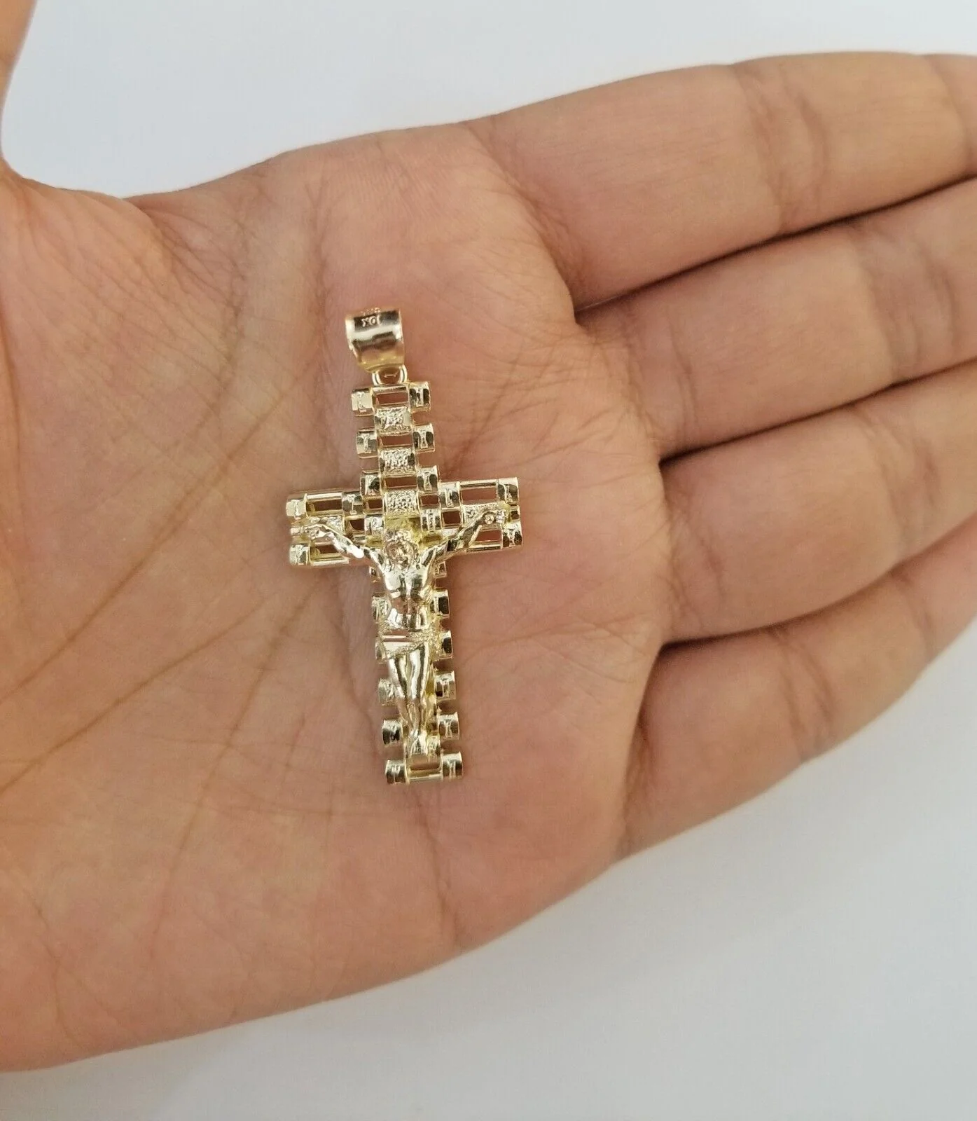 Real 10k Gold Rope Chain Cross Charm Pendant SET 3mm 20" Necklace Jesus Crucifix - Image 8