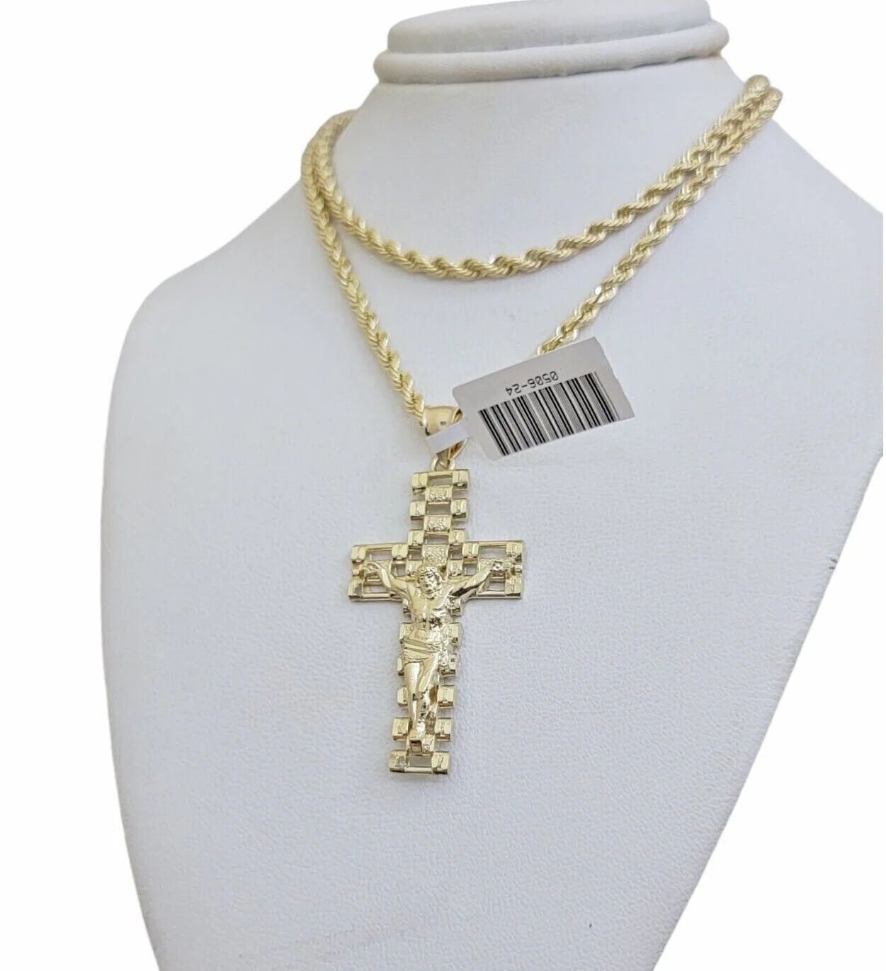 Real 10k Gold Rope Chain Cross SET 3mm 18-30" Inch Necklace Jesus Charm Pendant - Image 4