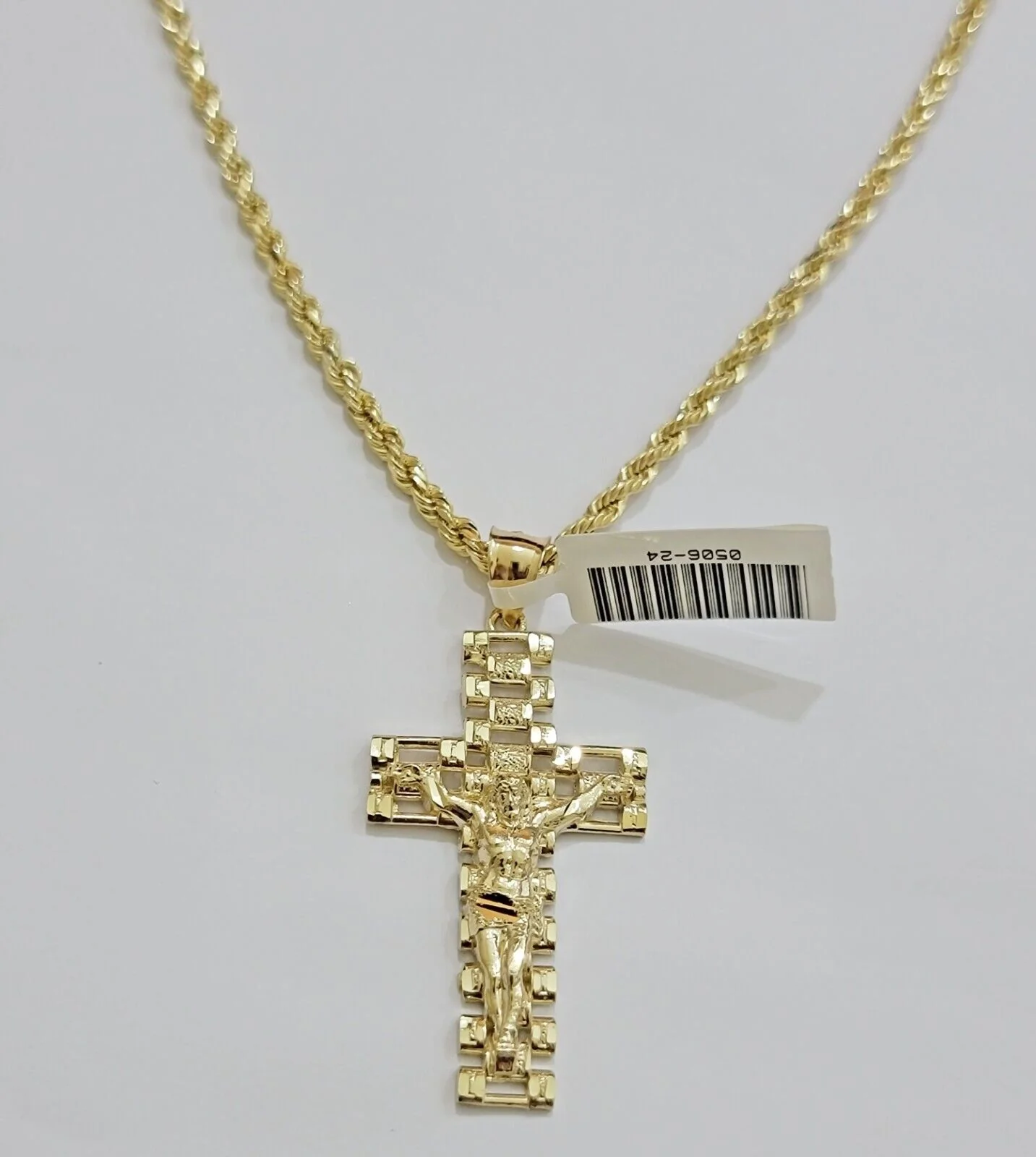 Real 10k Gold Rope Chain Cross SET 3mm 18-30" Inch Necklace Jesus Charm Pendant - Image 6