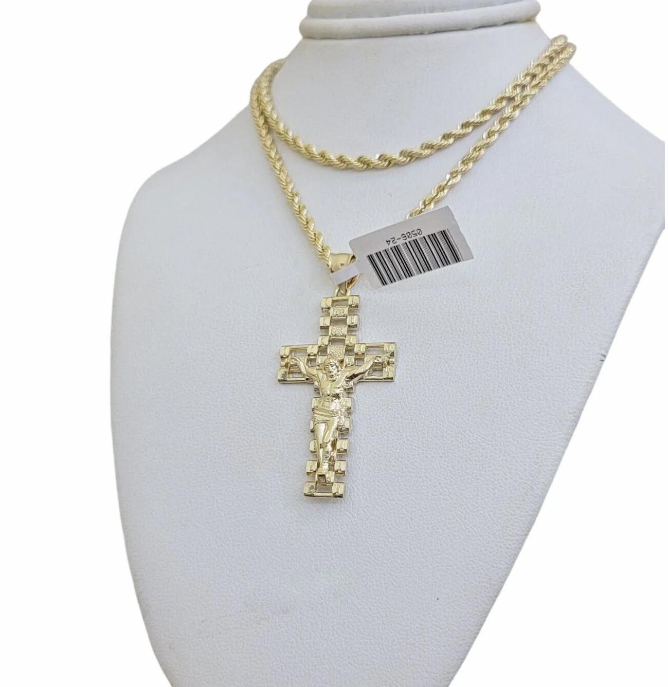 Real 10k Gold Rope Chain Cross SET 3mm 18-30" Inch Necklace Jesus Charm Pendant - Image 7