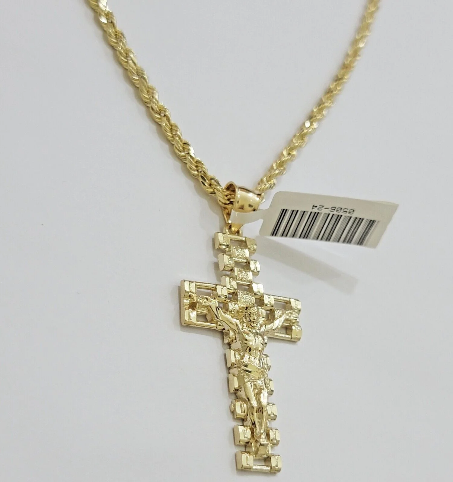 Real 10k Gold Rope Chain Cross SET 3mm 18-30" Inch Necklace Jesus Charm Pendant - Image 8