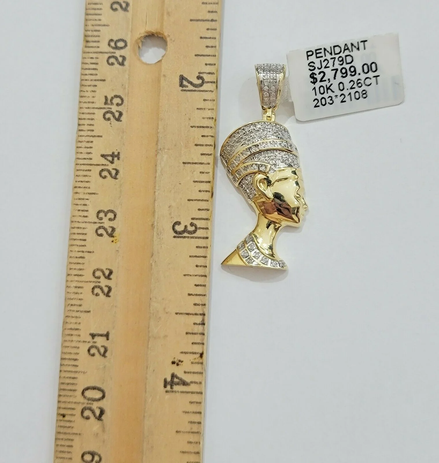 REAL 10k Gold Rope Chain Diamond Pendant Pharaoh Head SET 3mm Necklace 18" - 28" - Image 2