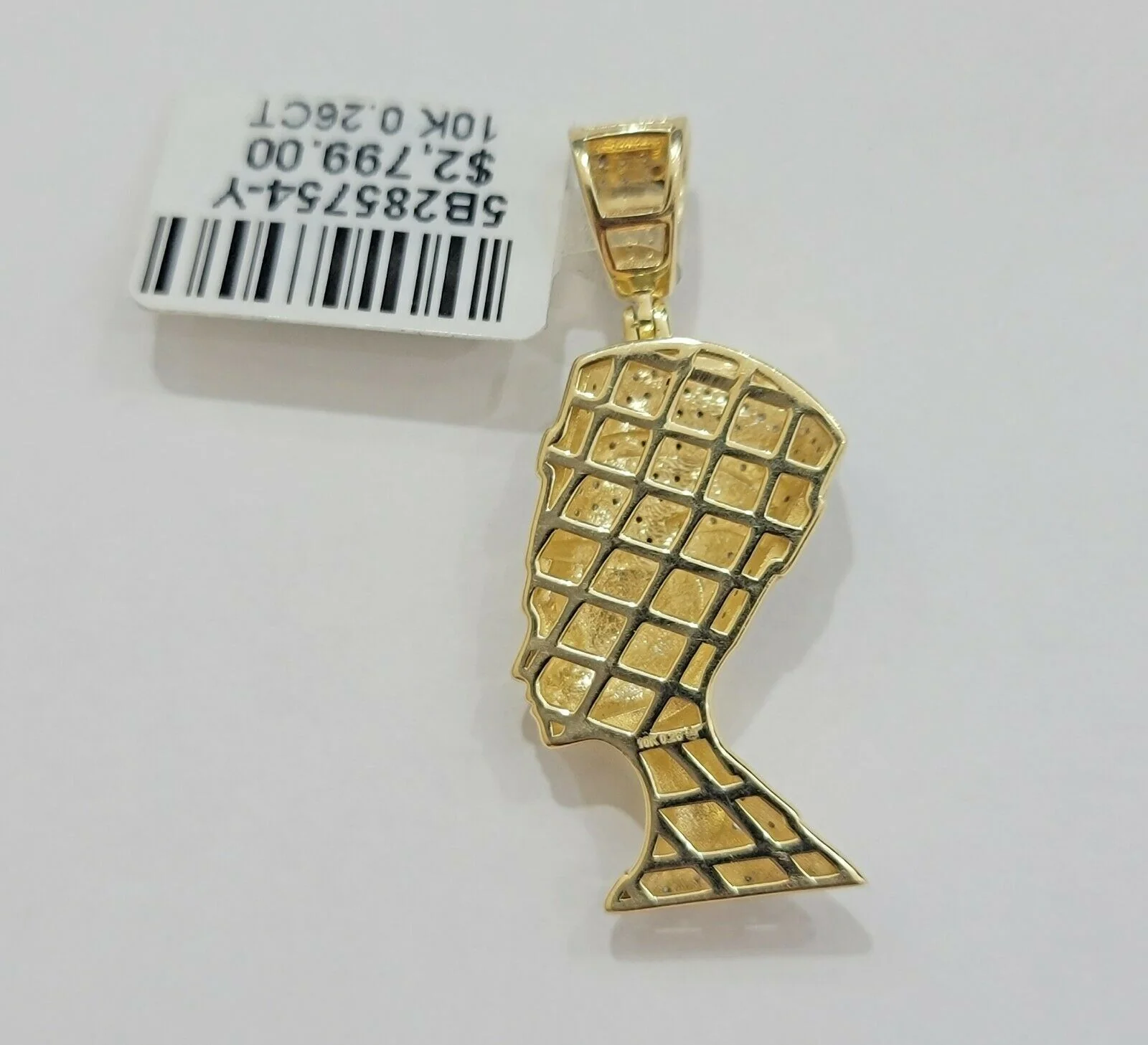 REAL 10k Gold Rope Chain Diamond Pendant Pharaoh Head SET 3mm Necklace 18" - 28" - Image 7