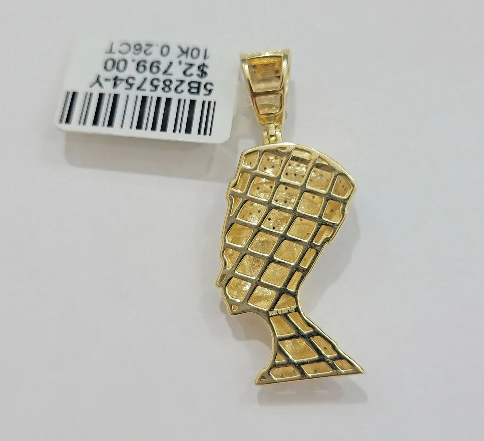 REAL 10k Gold Rope Chain Diamond Pendant Pharaoh Head SET 3mm Necklace 18" - 28" - Image 6