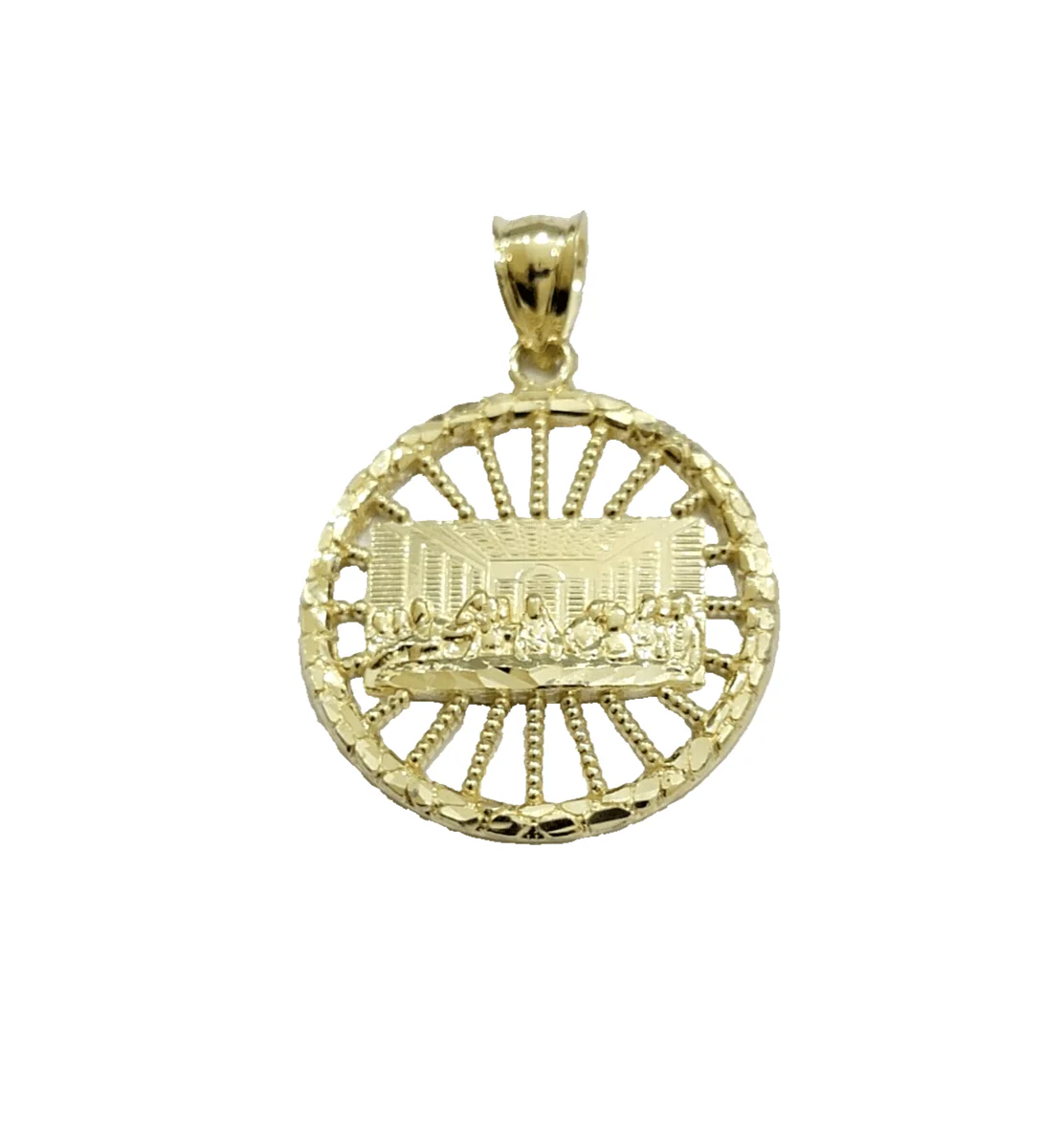Real 10k Gold Rope Chain Last Supper Pendant Set, 26 Inch 3mm necklace & Charm - Image 3