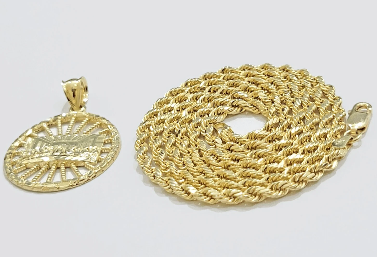 Real 10k Gold Rope Chain Last Supper Pendant Set, 26 Inch 3mm necklace & Charm - Image 6