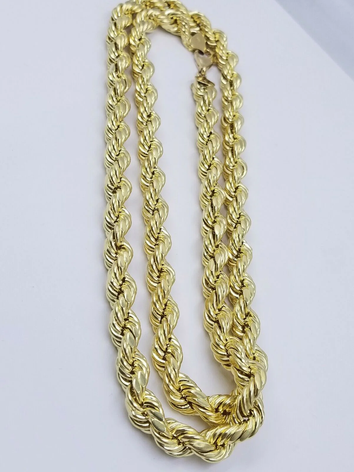 REAL 10k Gold Rope Chain Mens Necklace 10mm 20"-30" Inch Diamond Cut Yellow Gold - Image 4