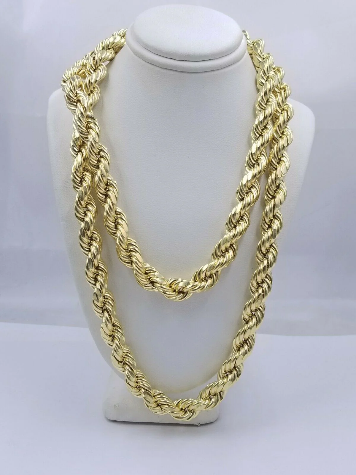 REAL 10k Gold Rope Chain Mens Necklace 10mm 20"-30" Inch Diamond Cut Yellow Gold - Image 5
