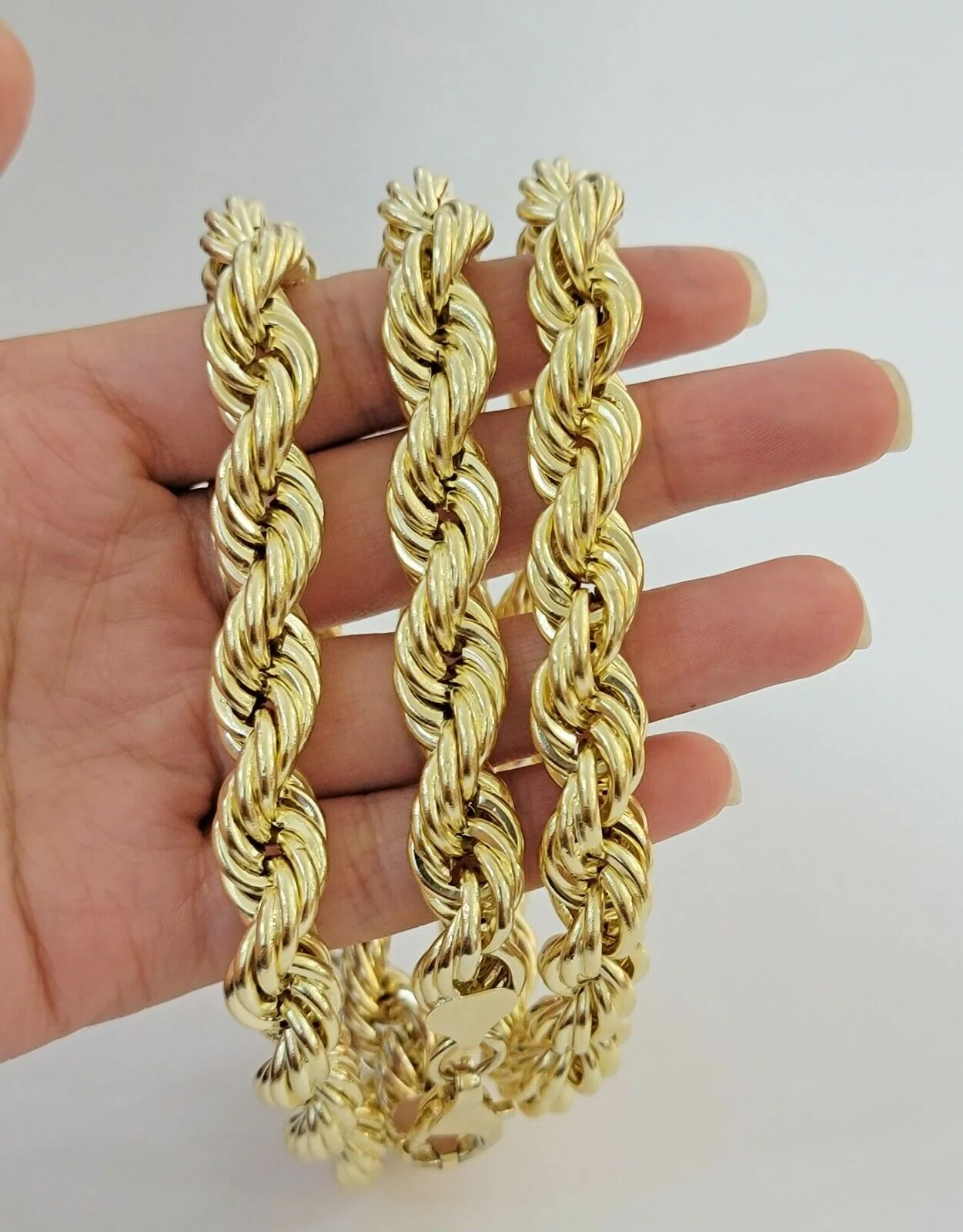 REAL 10k Gold Rope Chain Mens Necklace 12mm 22" 24" 26" 28" 30" 10kt Yellow Gold - Image 7