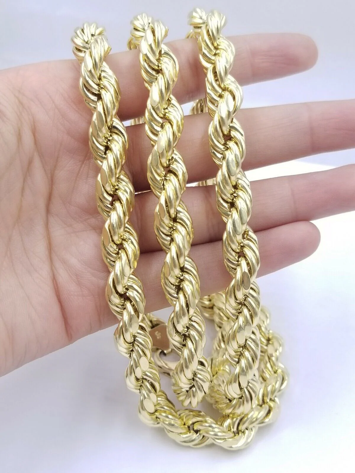 REAL 10k Gold Rope Chain Mens Necklace 12mm 24 Inch 10kt Yellow Gold , Thick - Image 4