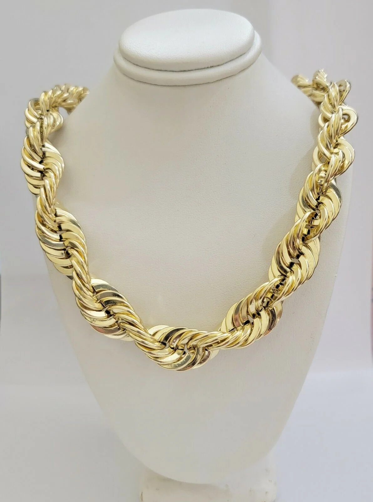 REAL 10K Gold Rope Chain Mens Necklace 15 MM Thick 24" Inch Diamond Cuts 10 KT - Image 4