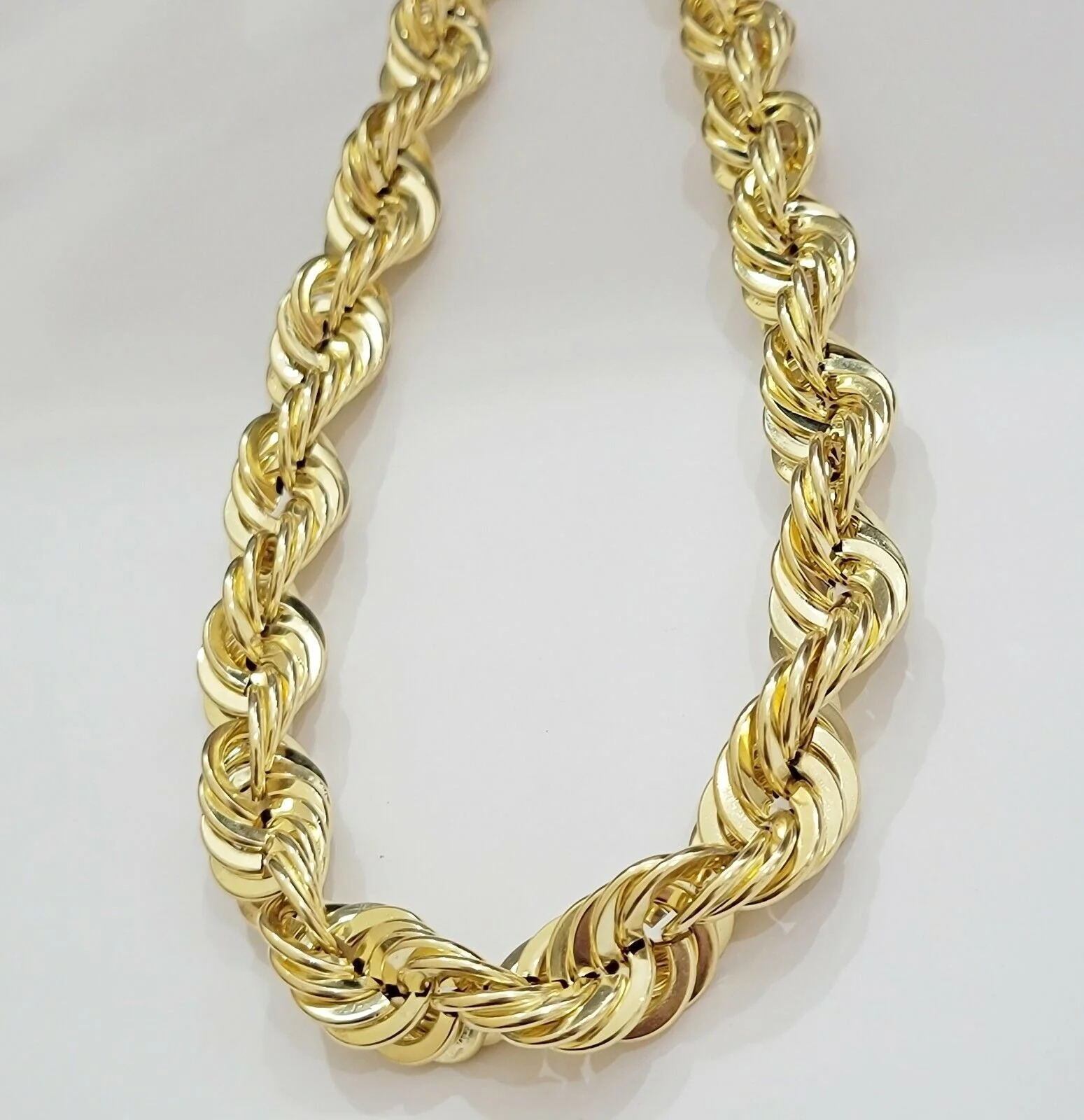 REAL 10k Gold Rope Chain Necklace 17mm Thick 30" Diamond Cut 10kt  102 Grams - Image 2