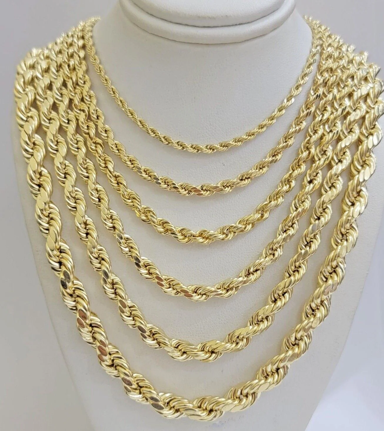 Real 10k Gold Rope Chain Necklace 18-30 Inch 3mm to 10mm Diamond Cut 10KT Yellow - Image 10
