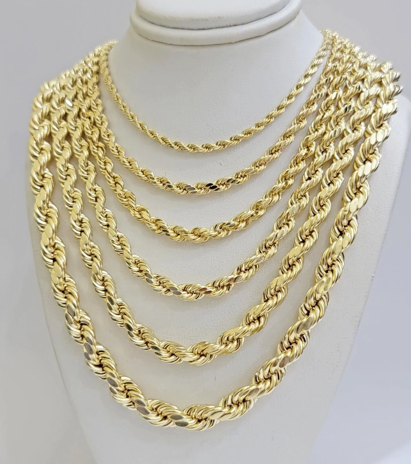 Real 10k Gold Rope Chain Necklace 18-30 Inch 3mm to 10mm Diamond Cut 10KT Yellow - Image 13