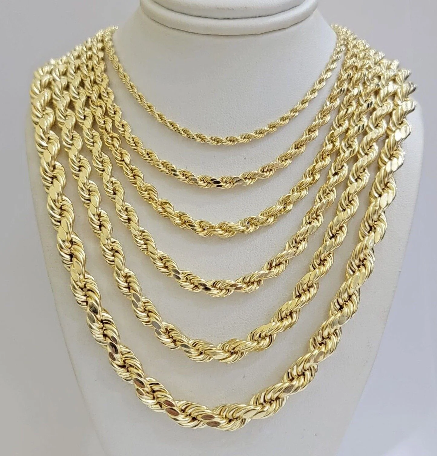 Real 10k Gold Rope Chain Necklace 18-30 Inch 3mm to 10mm Diamond Cut 10KT Yellow - Image 17