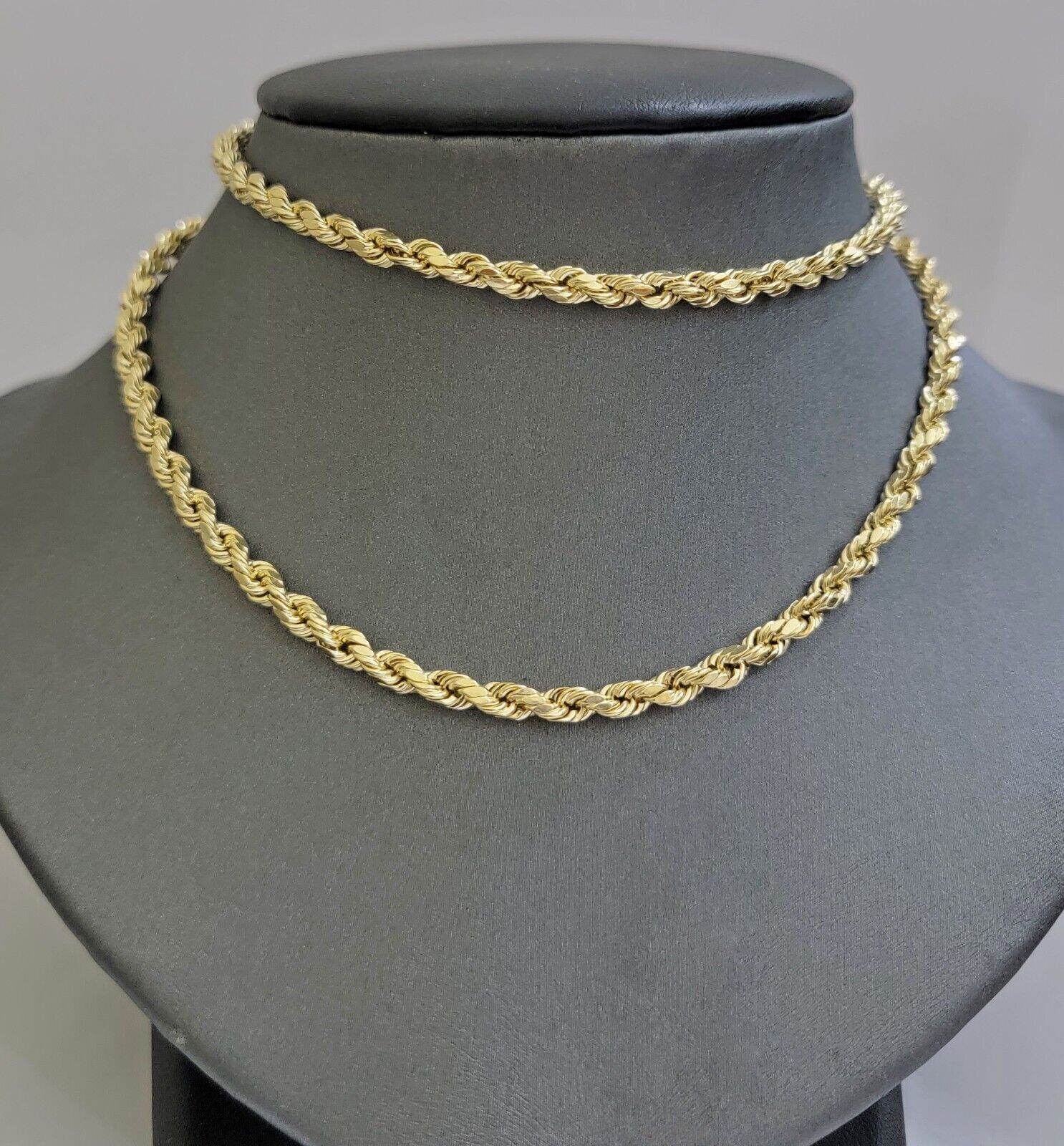 Real 10k Gold Rope Chain Necklace 18-30 Inch 3mm to 10mm Diamond Cut 10KT Yellow - Image 4