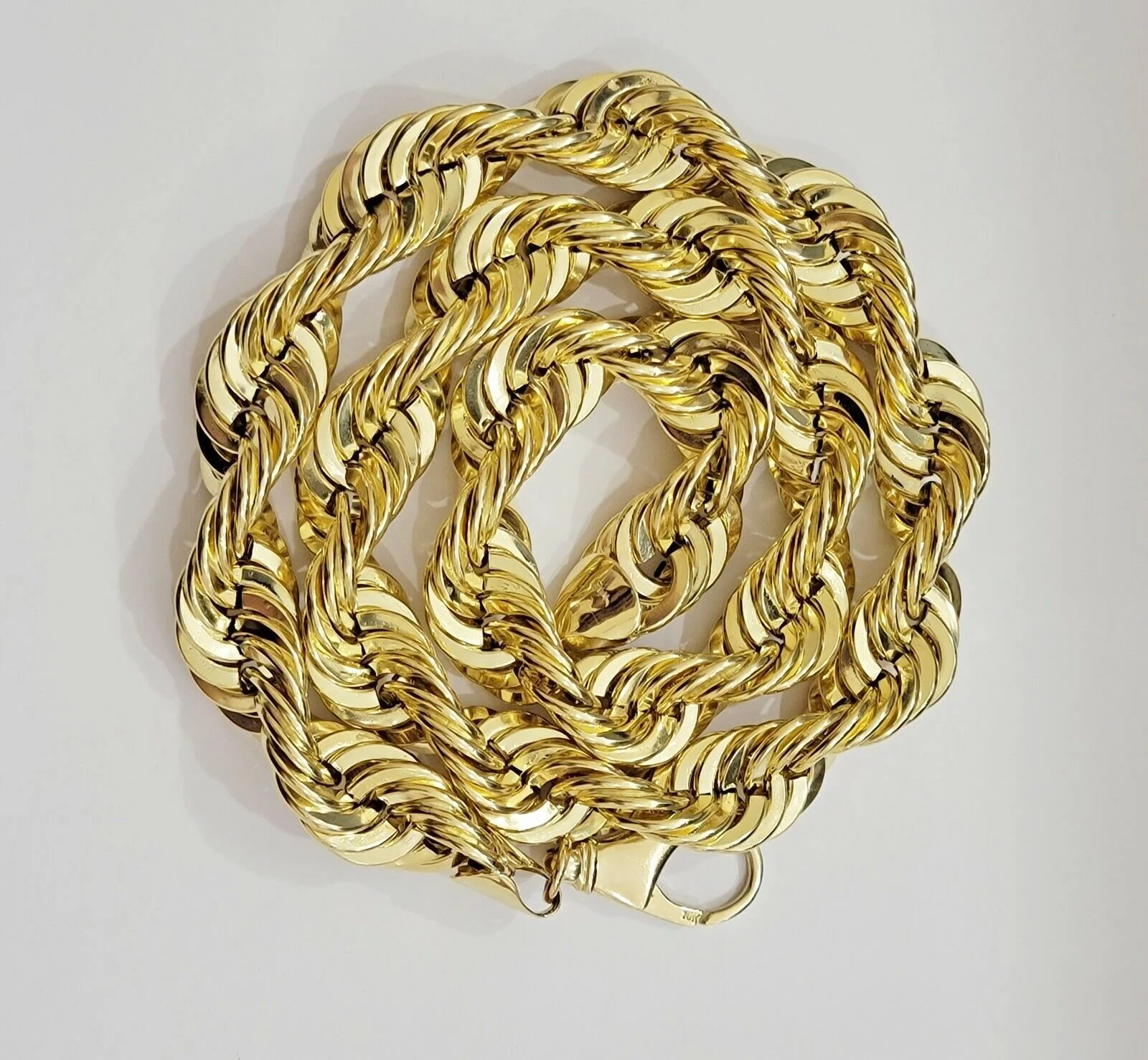 REAL 10k Gold Rope Chain Necklace 24 Inch 17mm Thick Diamond Cuts Men's 10kt - Image 6