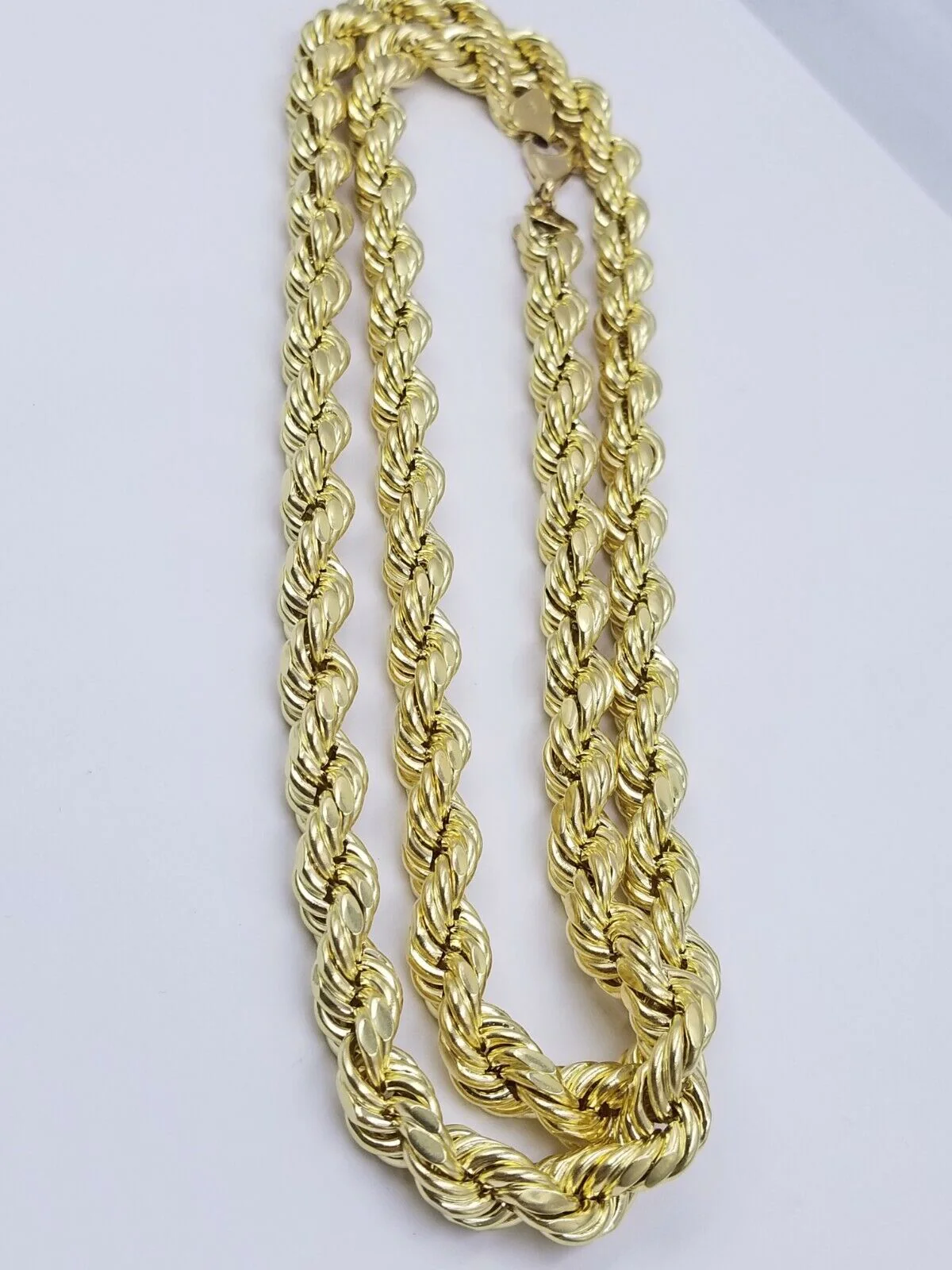 Real 10k Gold Rope Chain Necklace 9mm 28 Inch Diamond Cut 10kt Yellow Gold REAL - Image 4