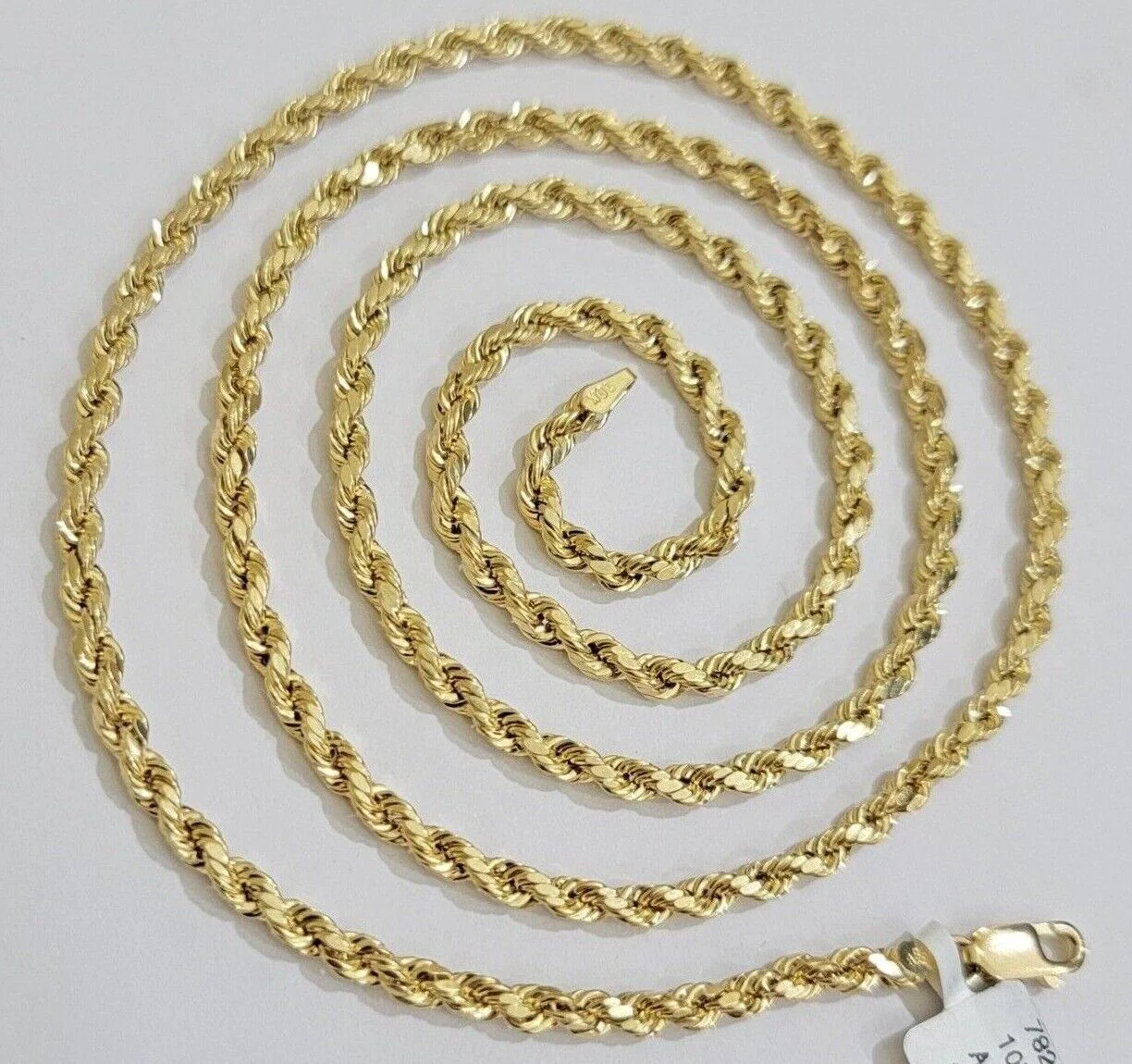 Real 10k gold Rope Chain pendant SET Choose Necklace Length 18-28" & Jesus Charm - Image 12