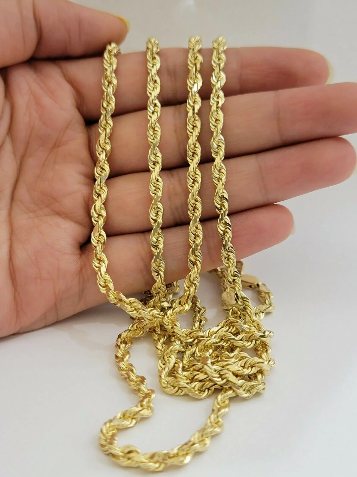 Real 10k Gold Rope Necklace Solid Chain 4mm 18"- 30" Inch REAL 10KT Yellow Gold - Image 7