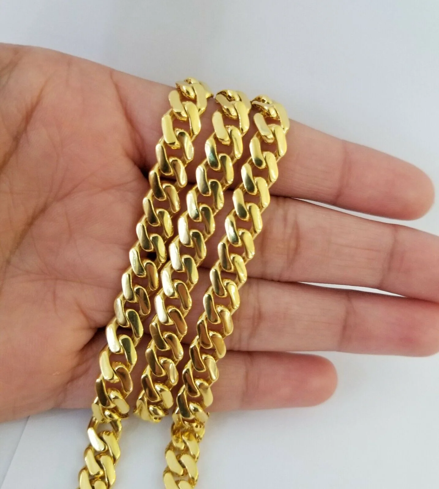 Real 10k Gold Royal Miami Cuban Monaco Link Chain 8mm 24" yellow gold necklace - Image 3