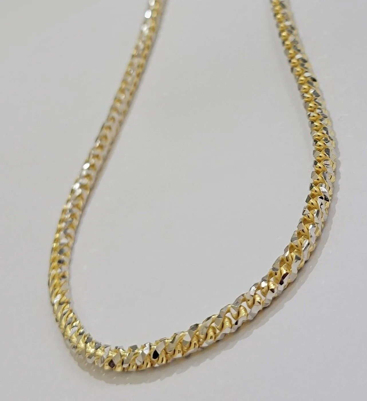 Real 10k Gold Solid Palm Chain Necklace Diamond cut 4.5mm 24" 10kt Unique Design - Image 10