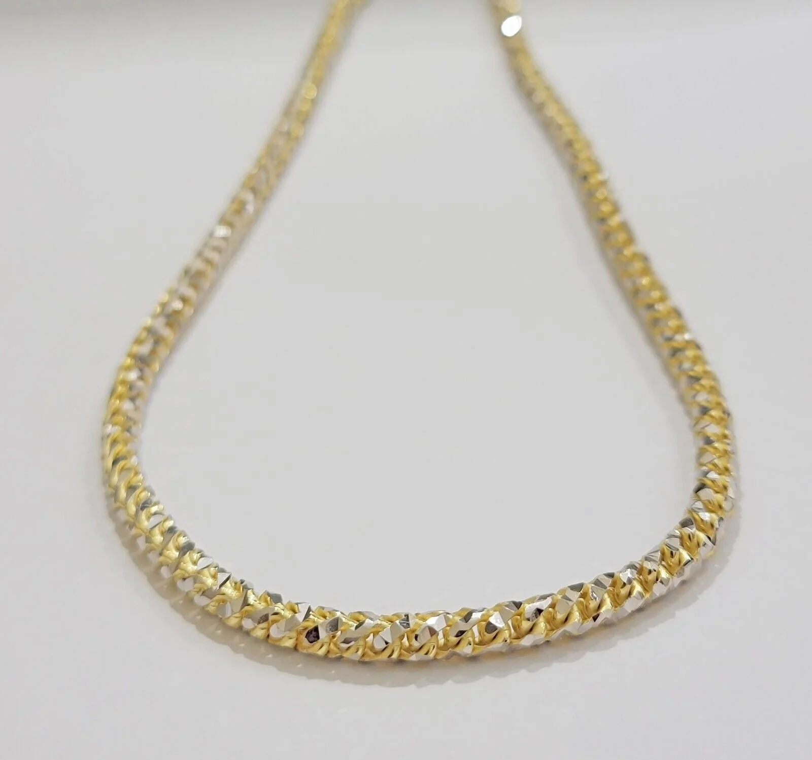 Real 10k Gold Solid Palm Chain Necklace Diamond cut 4.5mm 24" 10kt Unique Design - Image 7