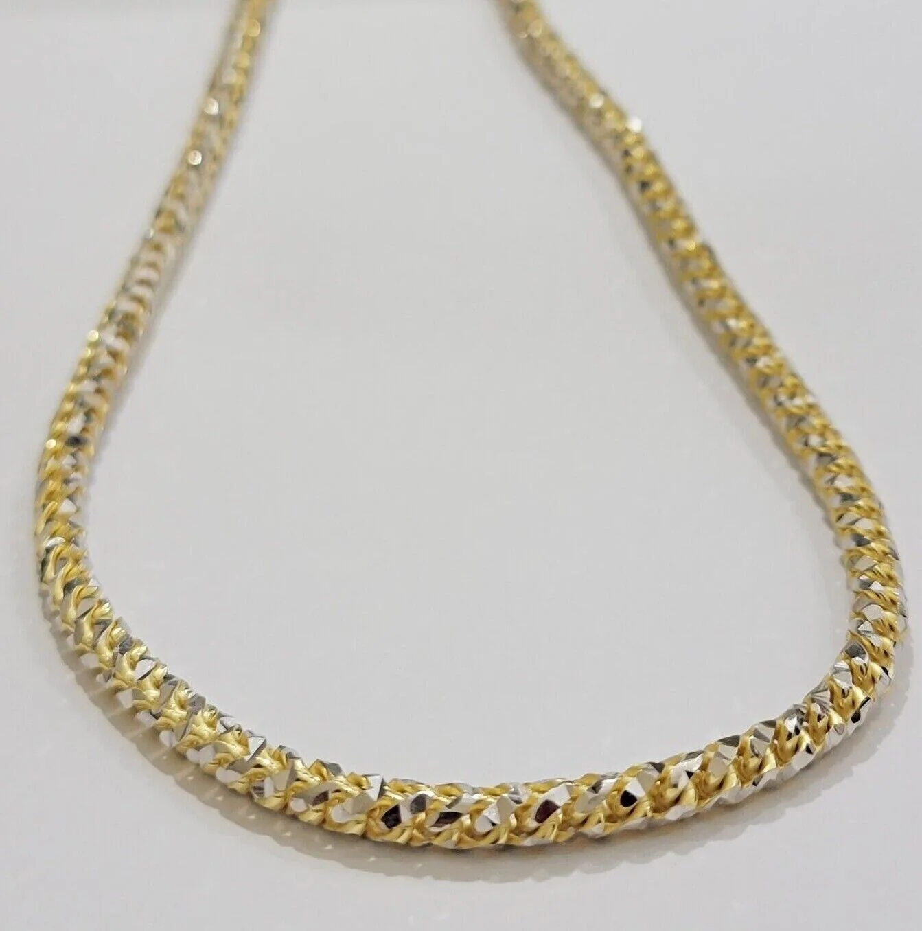 Real 10k Gold Solid Palm Chain Necklace Diamond cut 5mm 18" Choker , 10kt Mens - Image 7