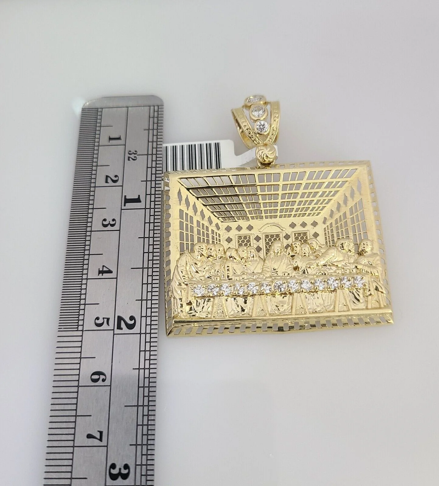 REAL 10k Gold Solid Rope Necklace 6mm Last Supper Pendant SET Chain 20"-30'' - Image 8