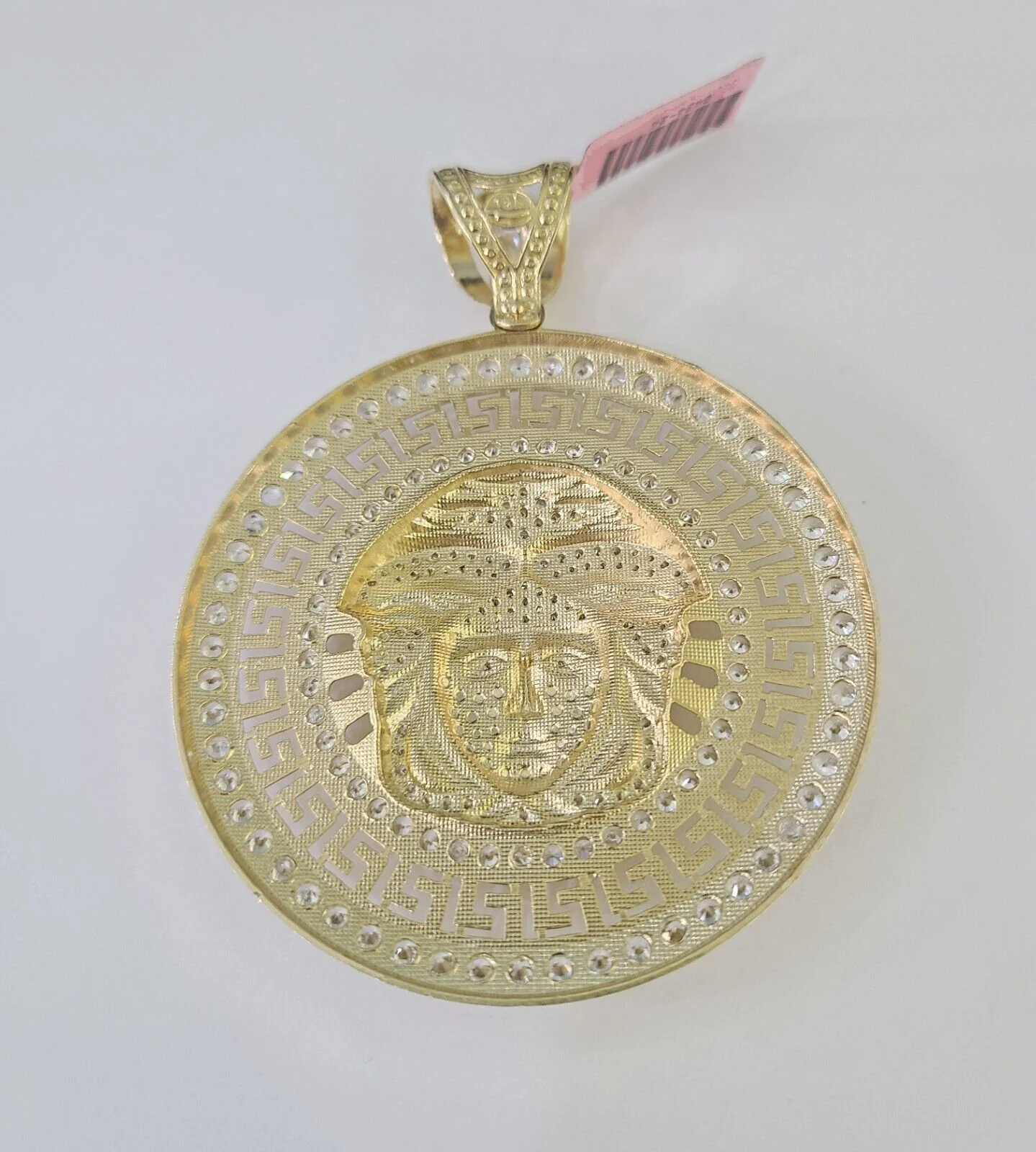 Real 10k Head Charm Pendant Yellow Gold 3" Inches Round Charm Circular 10kt - Image 4