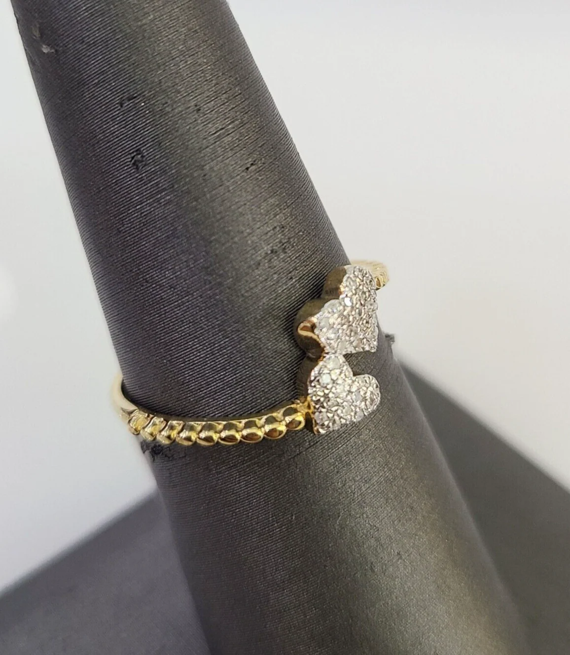 Real 10k Hearts Diamond Ladies Ring Women Casual 10Kt Yellow Gold All Sizes - Image 3