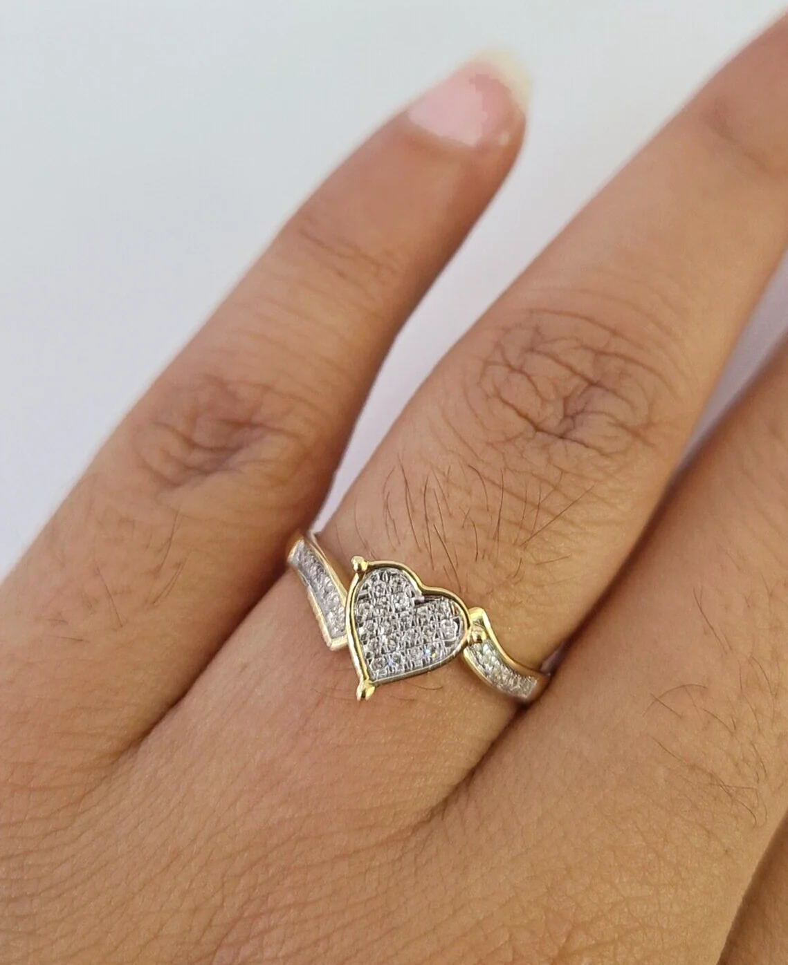 Real 10k Hearts Diamond Ladies Ring Women Casual 10Kt Yellow Gold All Sizes - Image 3