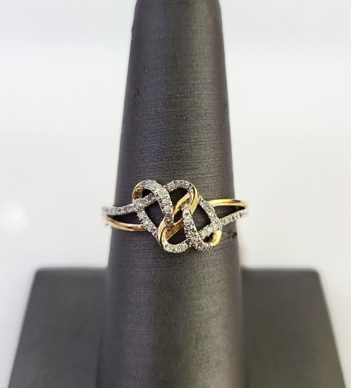 Real 10k Hearts Diamond Ladies Ring Women Casual 10Kt Yellow Gold All Sizes