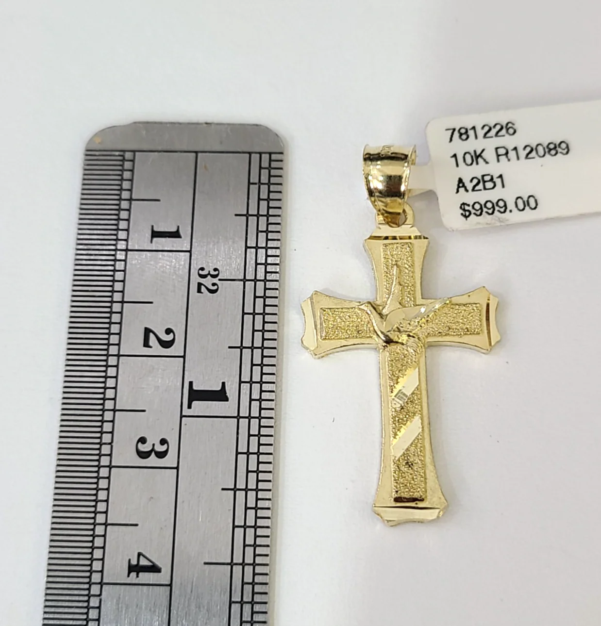 Real 10K  Jesus Cross Crucifix Pendant Yellow Gold Charm Genuine - Image 2