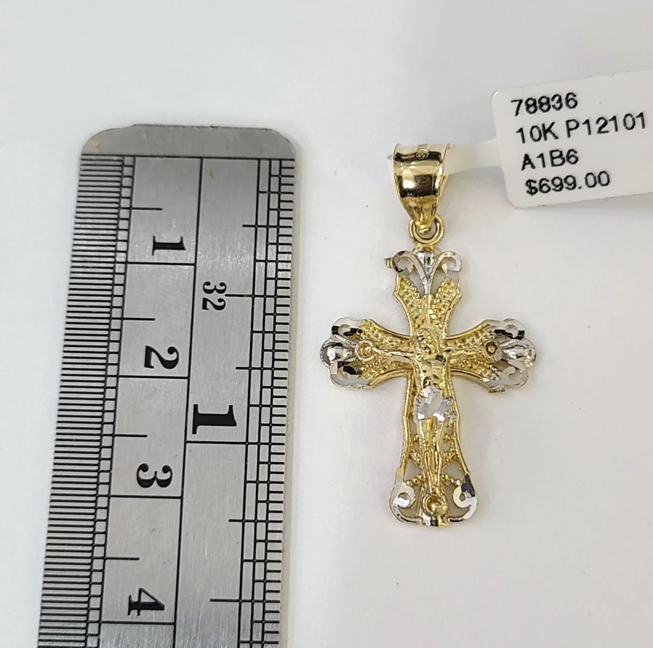 Real 10K  Jesus Cross Pendant Crucifix Yellow Gold Charm Genuine - Image 2