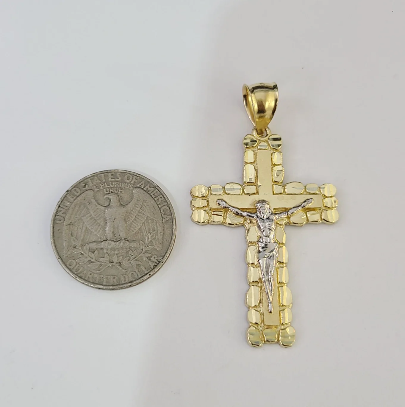 Real 10K Jesus Cross Pendant Crucifix Yellow Gold Charm Genuine 10kt - Image 3