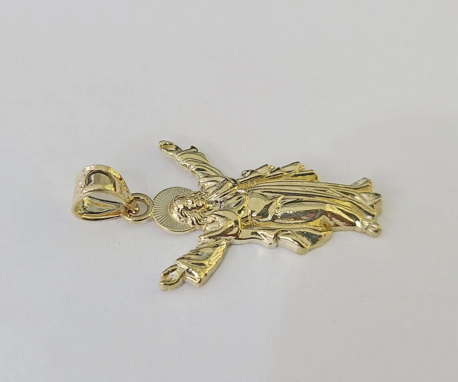 Real 10K Jesus Full Body Pendant Charm Genuine Religious Yellow Gold 1.25" - Image 2