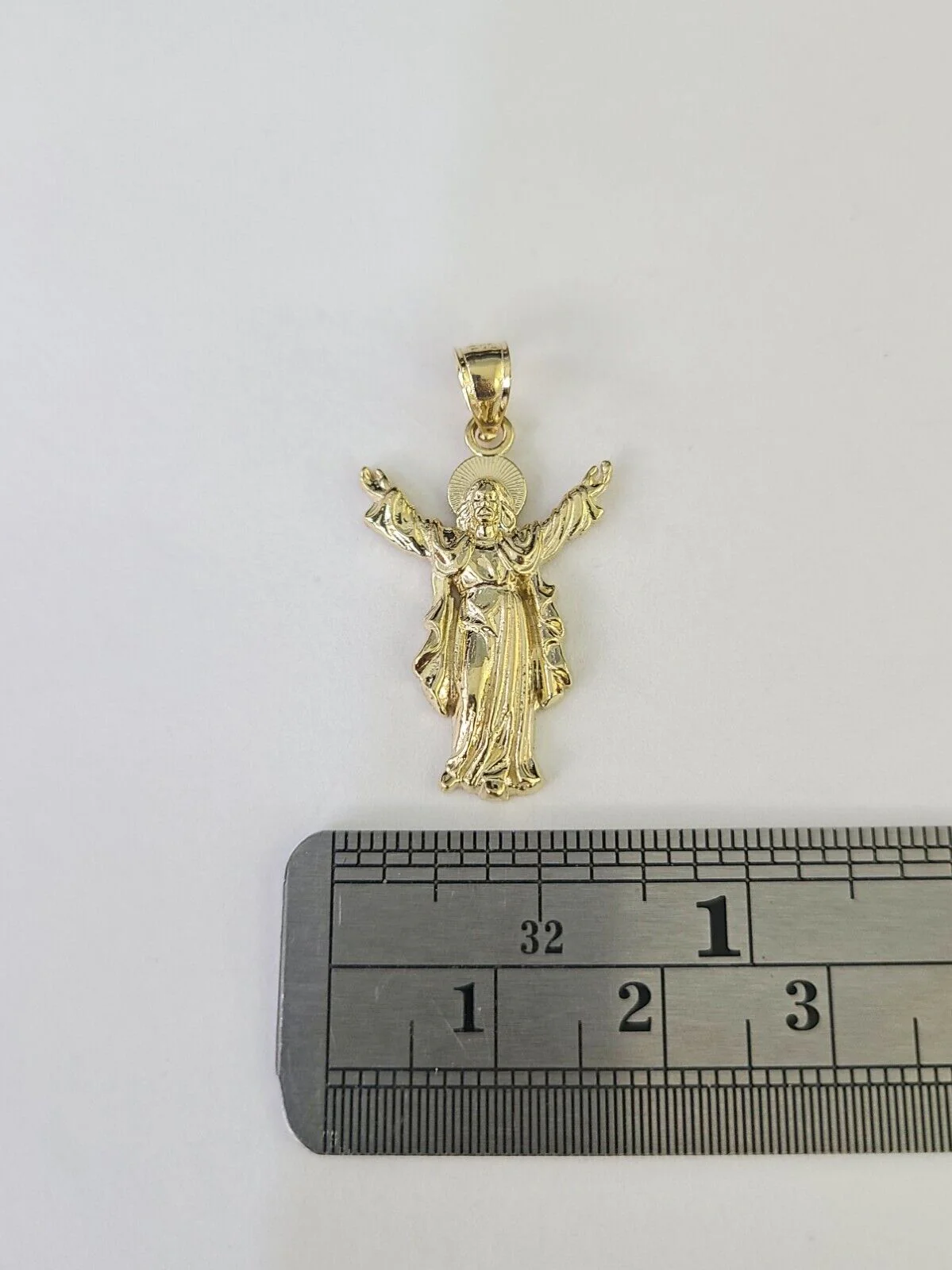 Real 10K Jesus Full Body Pendant Charm Genuine Religious Yellow Gold 1.25" - Image 3