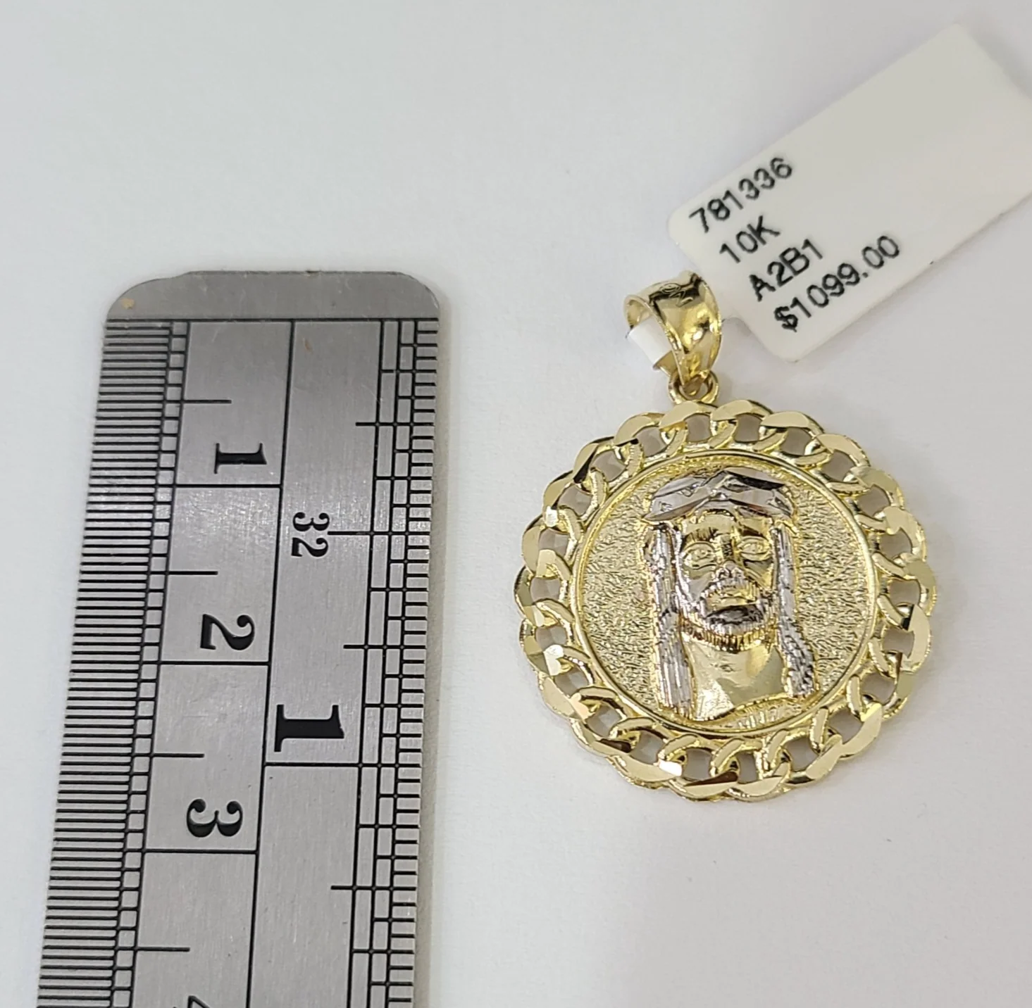 Real 10K Jesus Head Pendant Cuban Yellow Gold Charm Genuine - Image 2