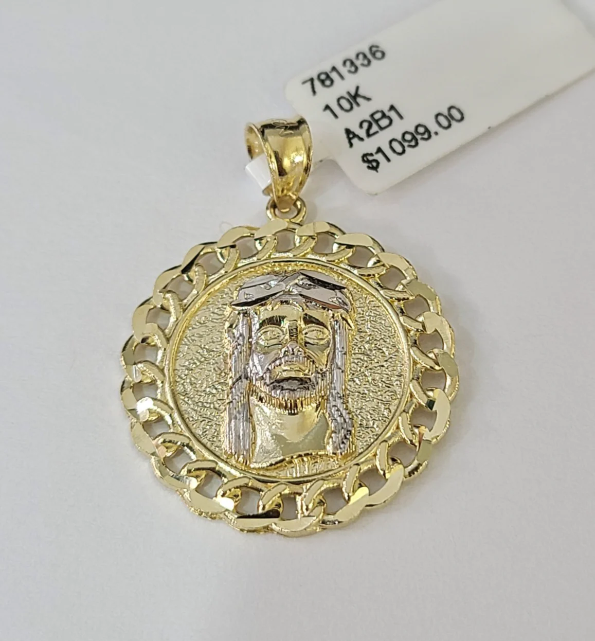 Real 10K Jesus Head Pendant Cuban Yellow Gold Charm Genuine - Image 4