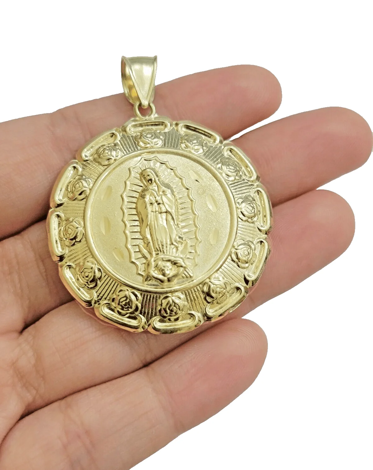Real 10k Jesus Virgin Mary Charm Pendant Yellow Gold For 10kt Chain Necklace New - Image 2