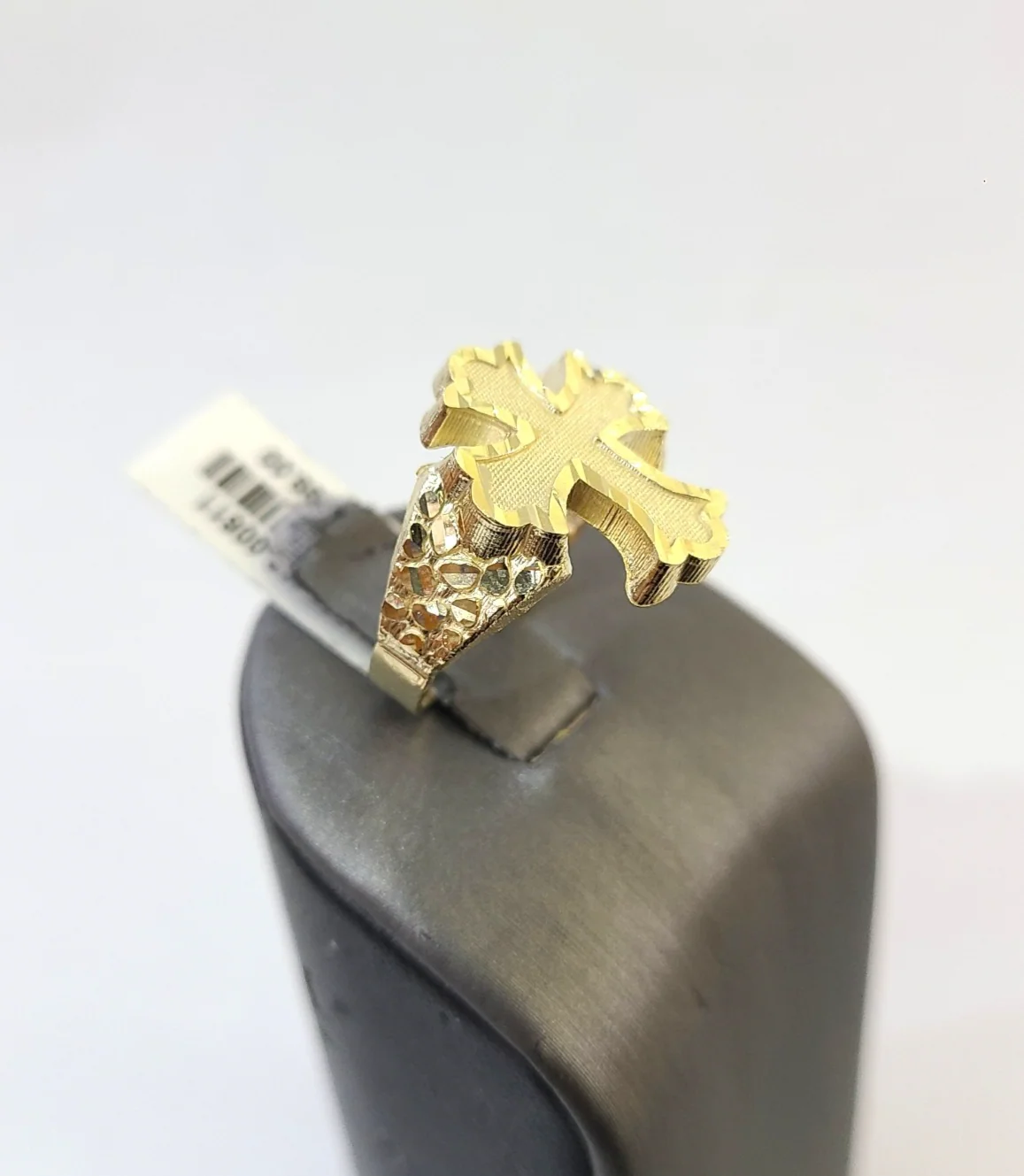 Real 10k Men Nugget Cross Ring Yellow Gold 10Kt Genuine - Image 5