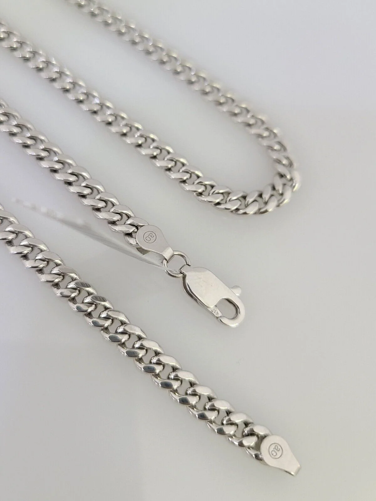 Real 10k Miami Cuban Chain Necklace White Gold 5mm 24" Men Women Real Genuine - Image 2