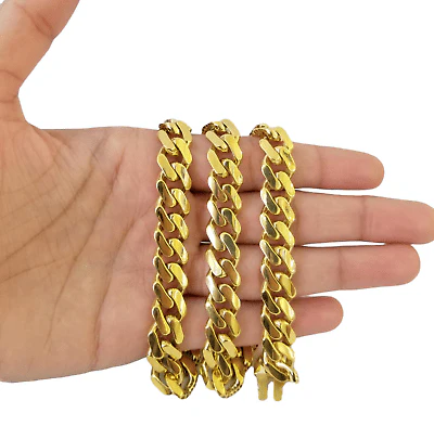 Real 10K Miami Cuban Link Monaco Chain Box Clasp 11mm Gold Necklace 10Kt 22" - Image 2
