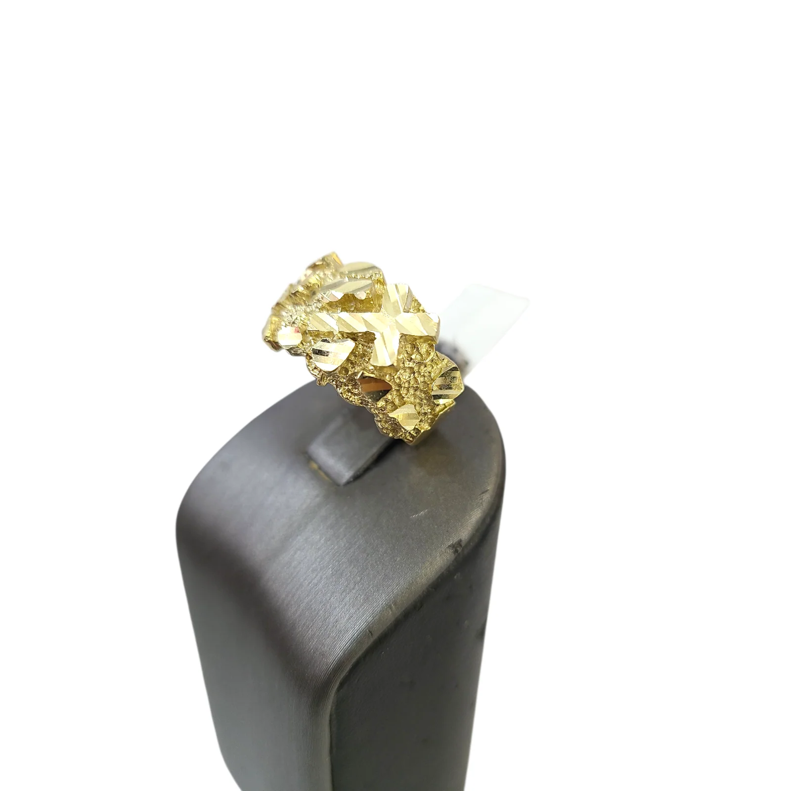 Real 10k Nugget Cross Ring Yellow Gold Men 10Kt Genuine Ring Sizes 6,7,8,9,10,11 & 12 - Image 4