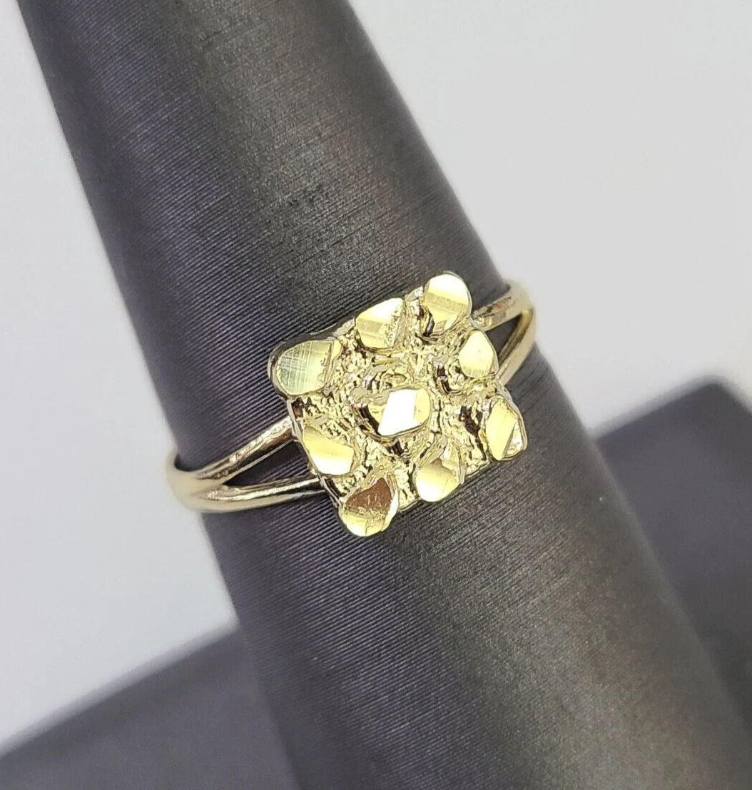 Real 10k Nugget Ring Band Wedding Engagement Women Yellow Gold Ring Sizes 6,7,8,9,10,11 & 12